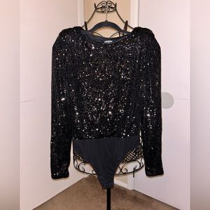 Express sequined thong bodysuit